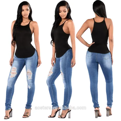 high quality custom trousers women jeans blue slim jeans negotiate price