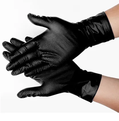 Nitrile Gloves Black Garage Mechanic Diamond Nitrile Gloves