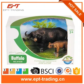 High simulation plastic forest animals toys buffalo set for kids