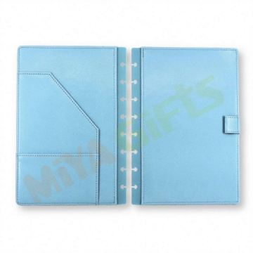Baby Sky Blue Pebble PU Planner de cuero Conjunto de portada con grabado debilitante personalizado A5 Half Letter Notebook