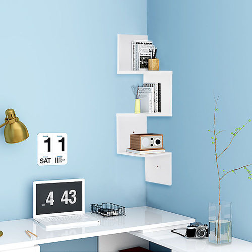 White Wall Mount Organizer 3 Tier Corner Shelf