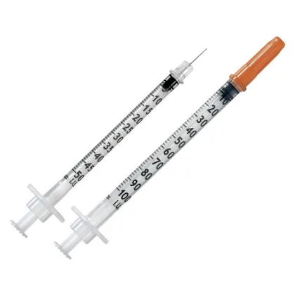 Free sample orange cap colored insulin syringe