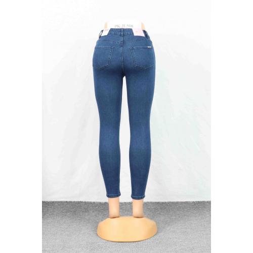 Jeans flacos azules lisos para mujeres