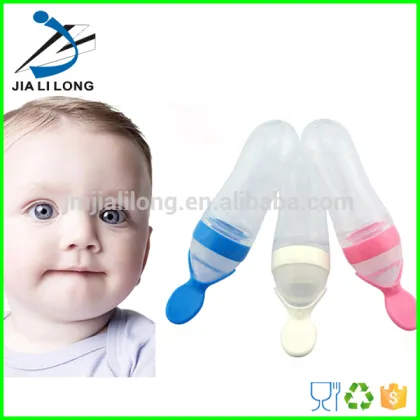 FDA rice paste bottle silicone baby feeding bottle with spoon