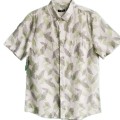 Men Casual Cotton Leaves Print Short Sleeve Shirt