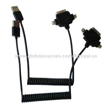 New 3-in-1 Back Coiled Cables for iPhone 4/4S/5 and Samsung