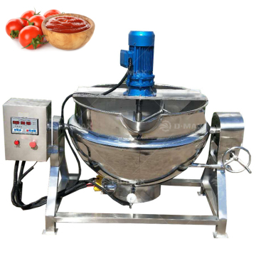 Large Double Jacketed Kettle with Electric and Gas Heating, Mixing, and Stirring Capabilities
