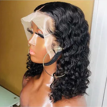 Curly Bob Wig Raw Brazilian Virgin Human Hair Hd Full Lace Front Wig For Black Women Deep Wave Perruque Bob Human Hair Lace Wig