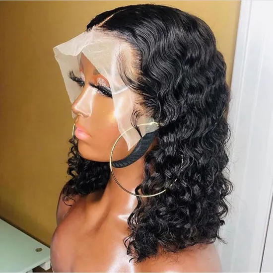 Curly Bob Wig Raw Brazilian Virgin Human Hair Hd Full Lace Front Wig For Black Women Deep Wave Perruque Bob Human Hair Lace Wig