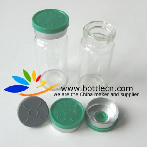 10ml sterile clear vial necklace gray rubber stopper green 20mm flip off caps crimper