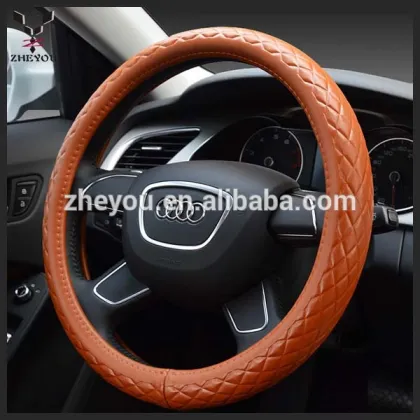 yellow genuine leather steering wheel cover covers