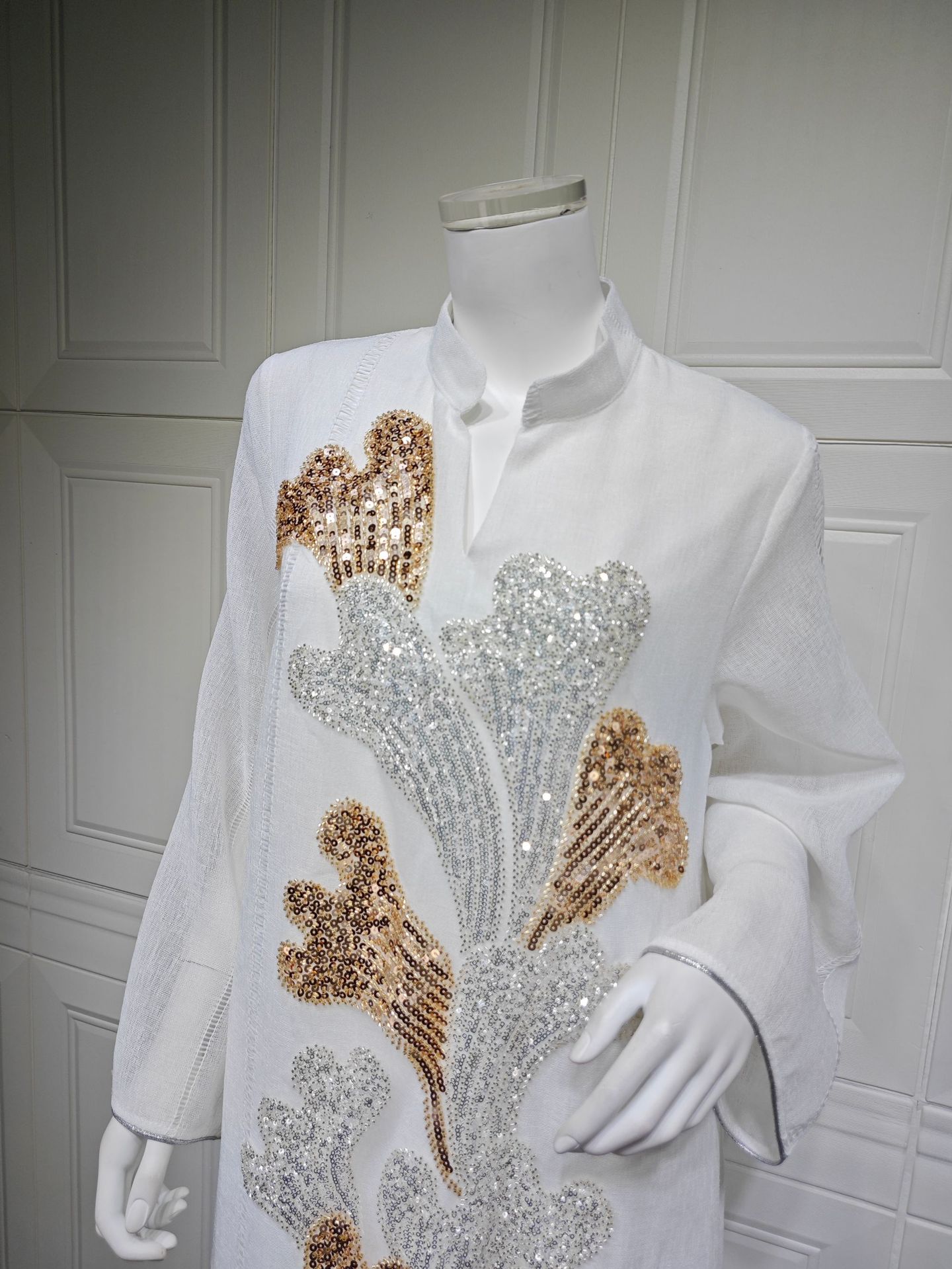 Floral Sequined Jalabiya Abaya Dress Ramadan AB567 (4)