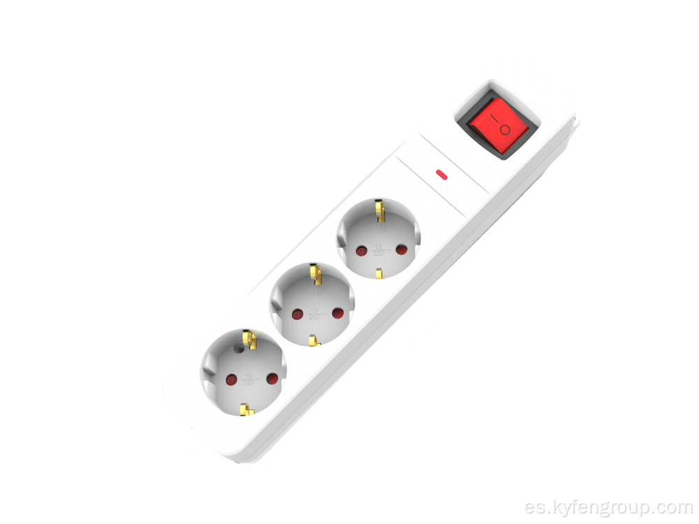 3 outlet Alemania Power Strip con protección contra sobrecarga