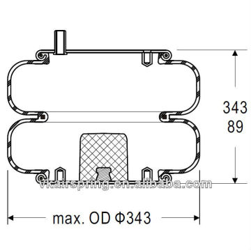 EZ RIDE 8030150 gas-filled air bellow 2B12-324 rubber air suspension system/ double convoluted air spring