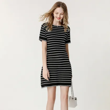 Summer Short Sleeve Knitted Casual Dress