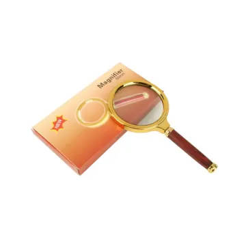 Vintage Wooden-Handled Plastic Frame Magnifying Glass Mirrors and Handheld Magnifiers