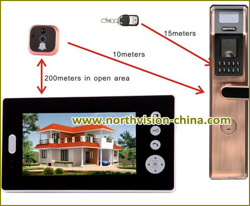 3.5inch+7inch Wireless Video Door Phone, 1camera with 2 Monitor, Take Photo, Two Way Talk, PIR Sensor, Doobell (W004)