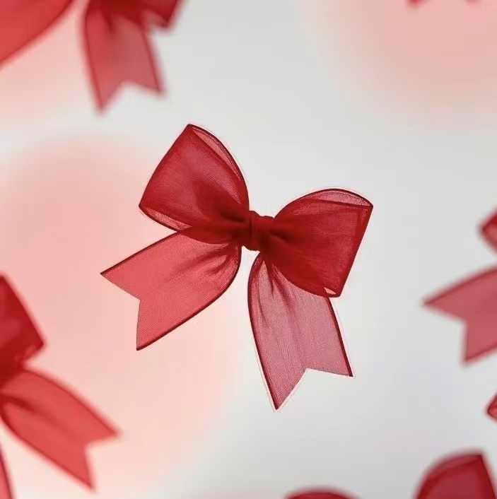 2025 New bright colored red satin bow