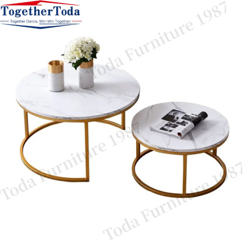 Metal Frame top Marble Side Coffee Table set