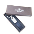 Custom black leather keychain with logo