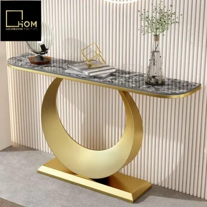 Italian Modern Wood Entrance Table with Wall Cabinet