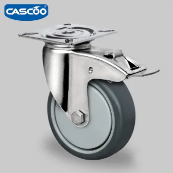 CASCOO 75MM Stainless Steel TPR Caster for Light Duty Mobility and Kitchen Trolley Racks