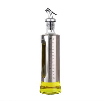 Bottiglia d'olio in acciaio inossidabile con pentola di vetro, da 300 ml a 500 ml, a prova di perdite e scala di misurazione