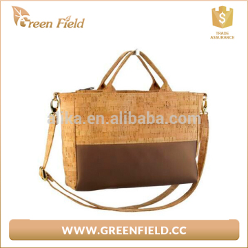 New product eco-friendly cork leather ladies tote shoulder bags trendy color-collision handbags