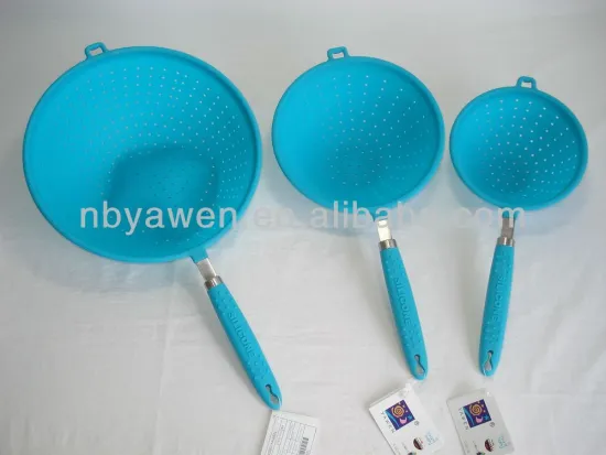 3 pcs pack silicone colander set with hanging handle