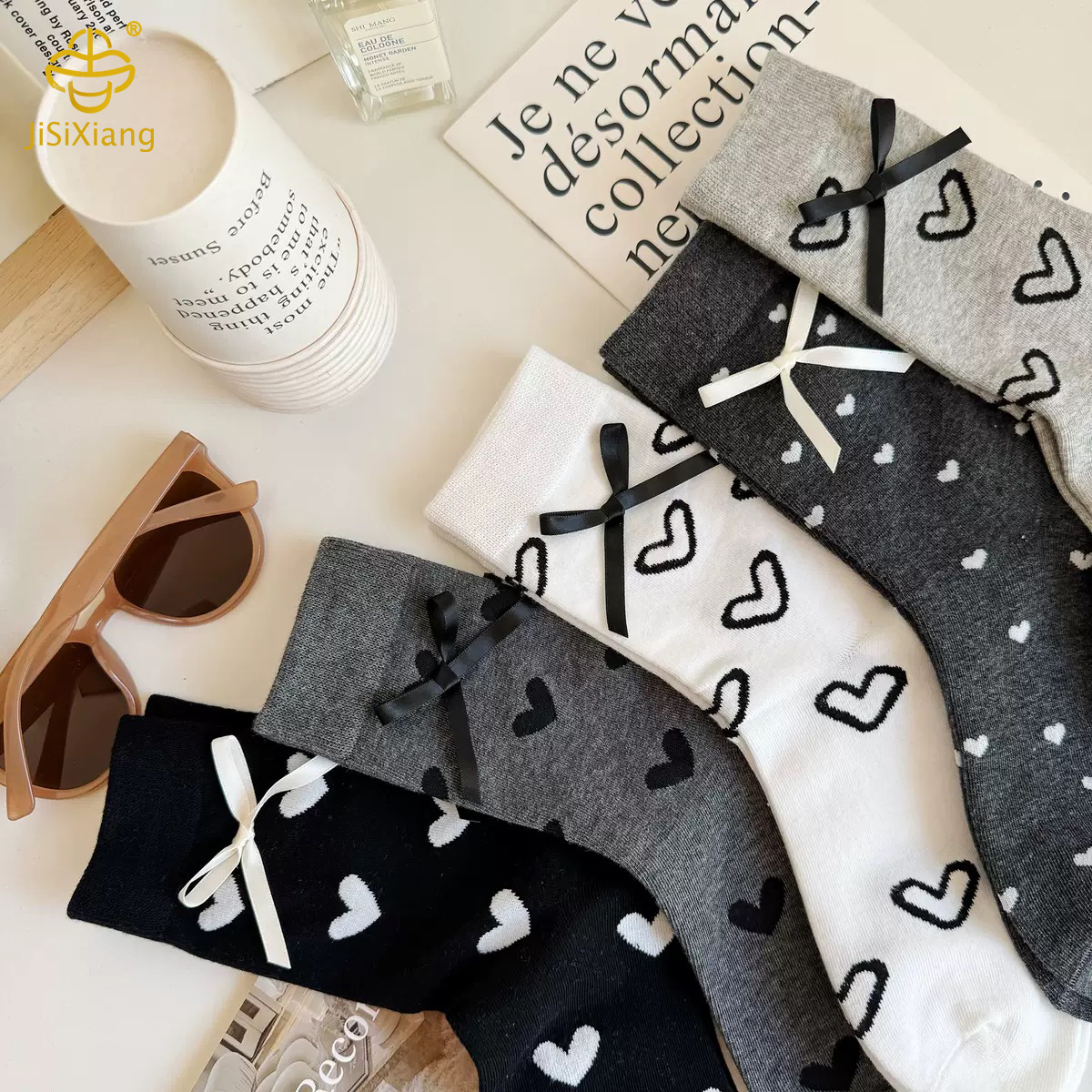 Spring and summer love bow Japanese pile socks