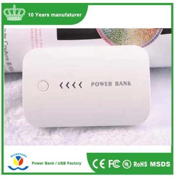 Factory Saled LED light smart power bank 7800mah