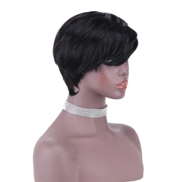 wholesale cheap hair vendors pixie short bob wig with side bangs raw indian malaysian brazilian virgin human hair wig for woman