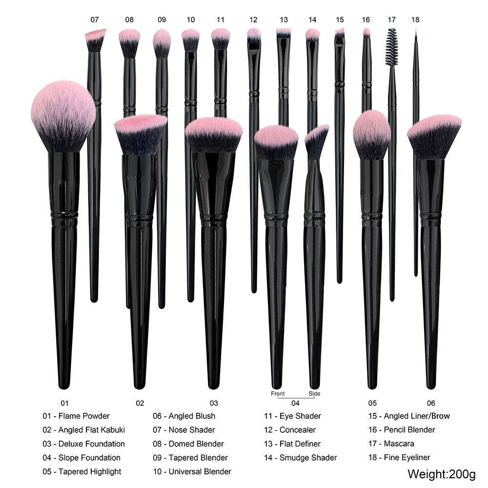 18pcs Luxury Bling Light Black Private Label Glitter Makeup Brushes Set Holder With Custom Logo Package Box5 Jpg