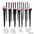 18pcs Luxury Bling Light Black Makeup Brushes Set