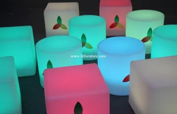 Waterproof Led Cube Chair Round Bar Stool With Remote Control