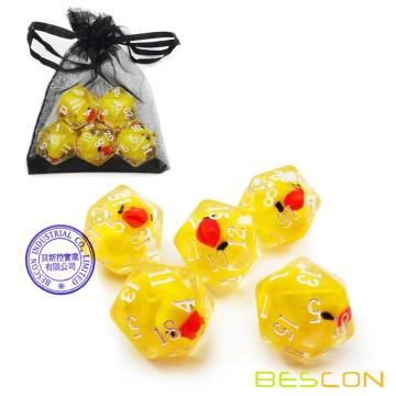 Bescon Yellow Duck 20 Seiten Würfel 5er Set, Duck D20 5er Set