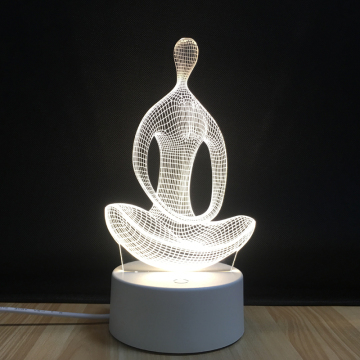 Luce notturna di meditazione yoga 3D: lampada da tavolo a LED acrilico