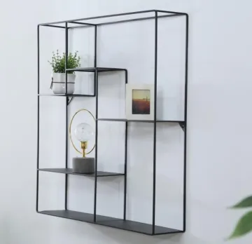 Durable metal wall-mounted bookshelf indoor