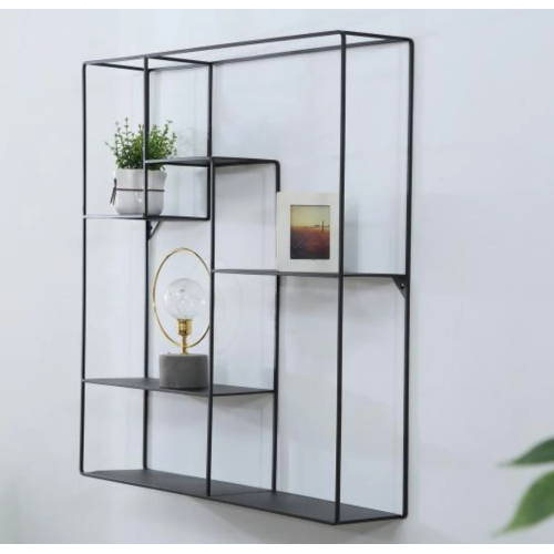 Metal wall-mounted shelf for interior decoration