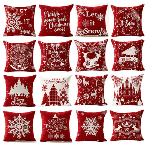 Capa de almofada Nordic Linen Elk Snowflake Christmas Series