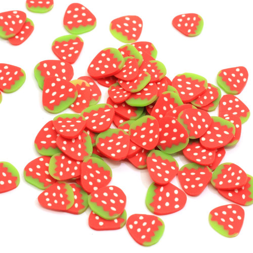 Hot Selling 10MM  Slice Polymer Caly Red Strawberry Shape Fruit Spinkles For Diy Handmade Nail Art And Slime Parts