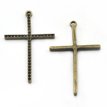 Pendant, Fashion Jewelry Religious Cross Charm Rhinestone Gold Pendant Designs Men, Pendant Necklace Wholesale Connector A24664