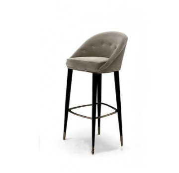 Luxury Gold Metal Nordic Modern Velvet High Back Bar Stools for Cafe and Bar Tables
