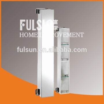 Modern Stainless Steel Wrapped MDF Rotating Bathroom Mirror Cabinet