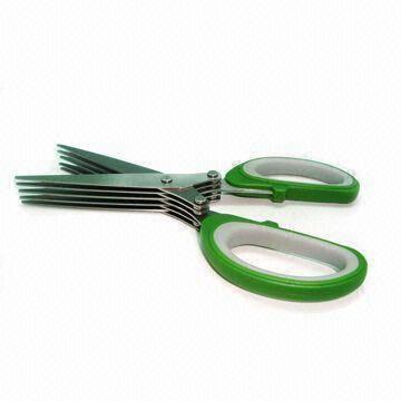 5-layered Kitchen Scissors, Handle Made of PP + TPR and Blade Made of S/S 420 + Coating