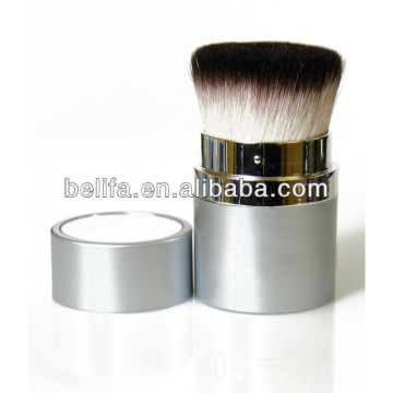 2014 new style Super mini retractable kabuki brush with a mini mirror on top of cap professional cosmetic china suppliers