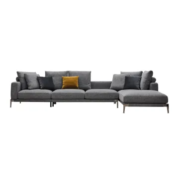 L Shaped Fabric Living Room Sectional Sofa Set