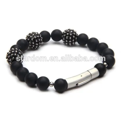 Special Offer! Smart Matt Black Agate Beaded Bracelet