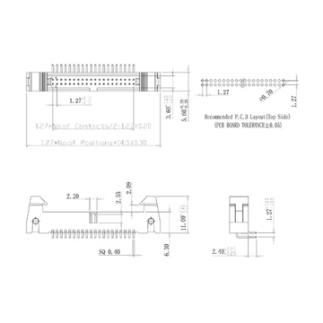 1.27mm(.050") Pitch Dual Latch Ejector Header 90° DIP type