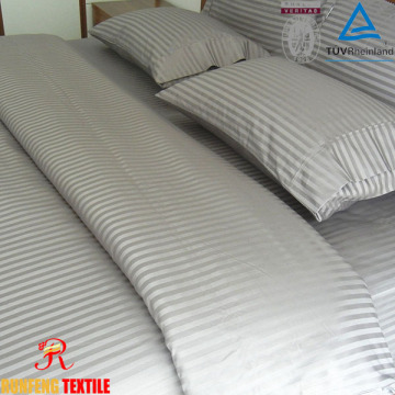 Gray sateen stripe bed cover set